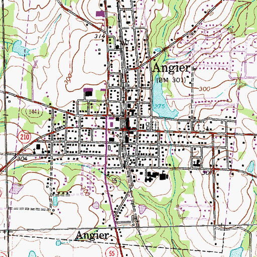 Topographic Map of Angier, NC