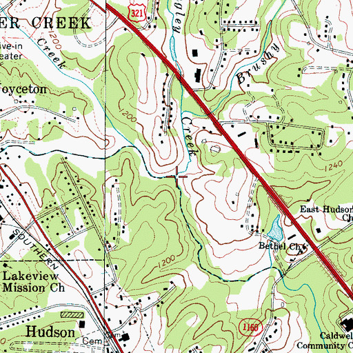 Topographic Map of Angley Creek, NC