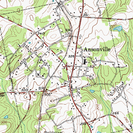 Topographic Map of Ansonville, NC
