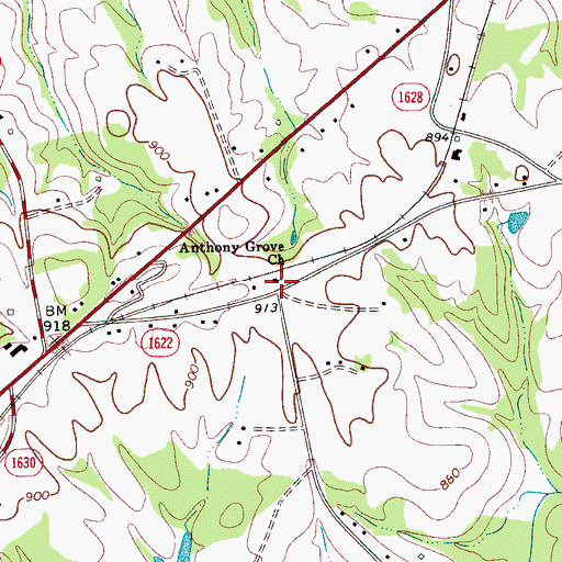 Topographic Map of Anthony Grove Church, NC