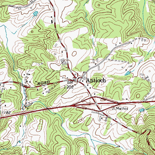 Topographic Map of Antioch, NC