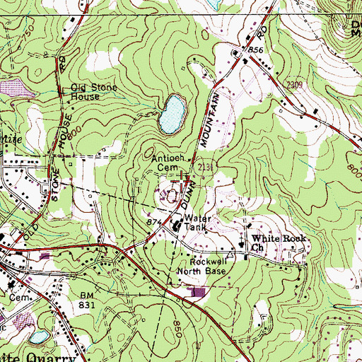 Topographic Map of Antioch Cemetery, NC