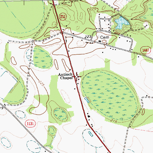 Topographic Map of Antioch Chapel, NC