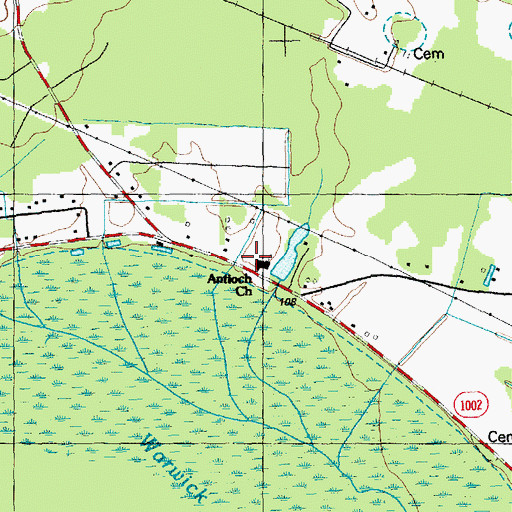 Topographic Map of Antioch Church, NC