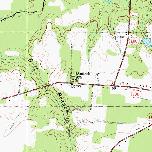 Topographic Map of Antioch Church, NC