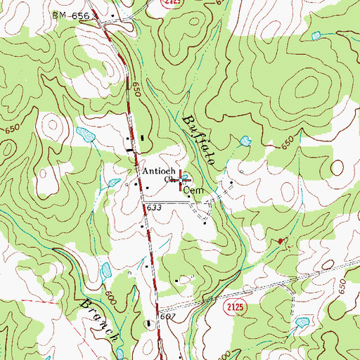 Topographic Map of Antioch Church, NC