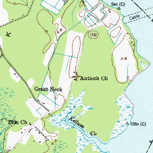 Topographic Map of Antioch Church, NC