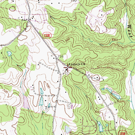 Topographic Map of Antioch Church, NC