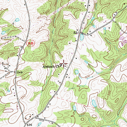 Topographic Map of Antioch Church, NC