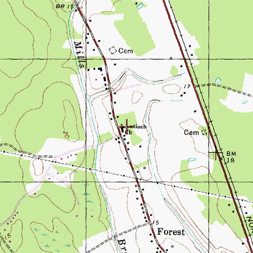 Topographic Map of Antioch Church, NC