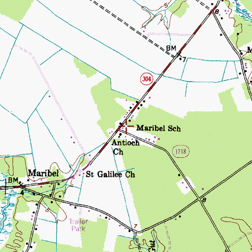 Topographic Map of Antioch Church, NC