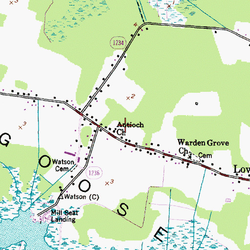 Topographic Map of Antioch Church, NC