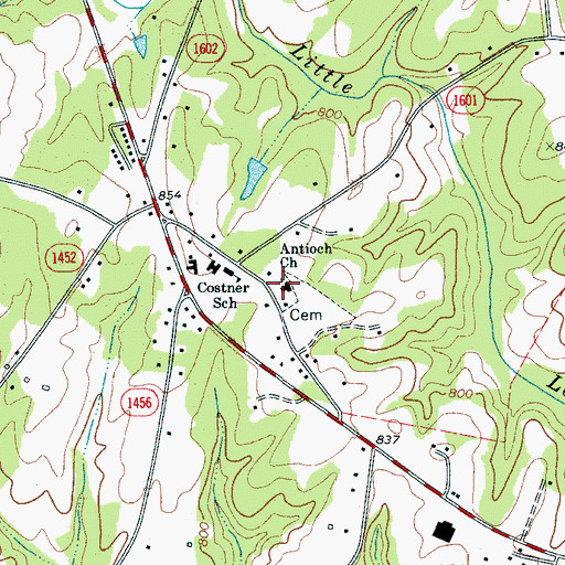 Topographic Map of Antioch Church, NC