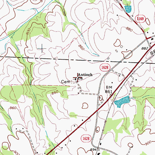 Topographic Map of Antioch Church, NC