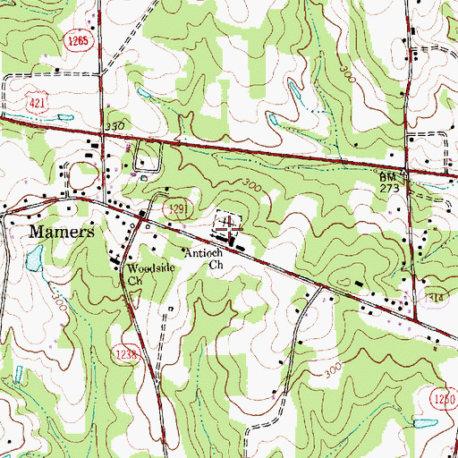 Topographic Map of Antioch Church, NC