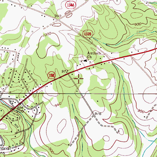 Topographic Map of Antioch Church, NC