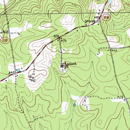 Topographic Map of Antioch Church, NC