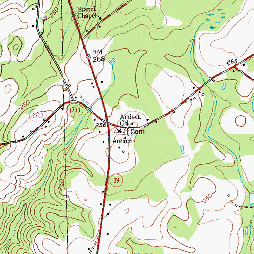 Topographic Map of Antioch Church, NC