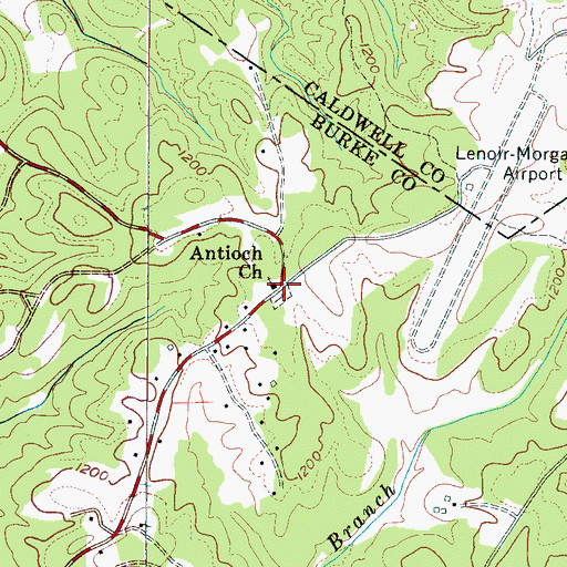 Topographic Map of Antioch Church, NC