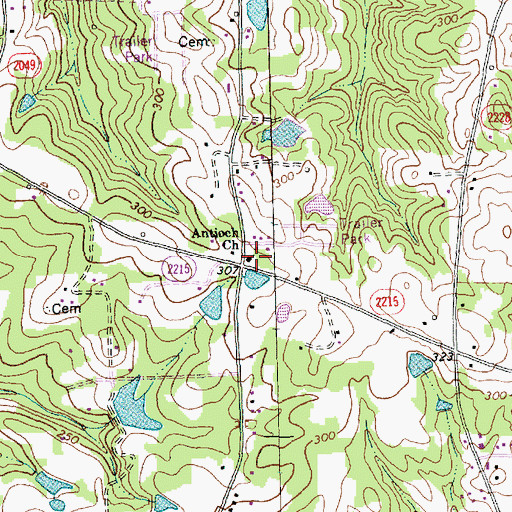 Topographic Map of Antioch Church, NC