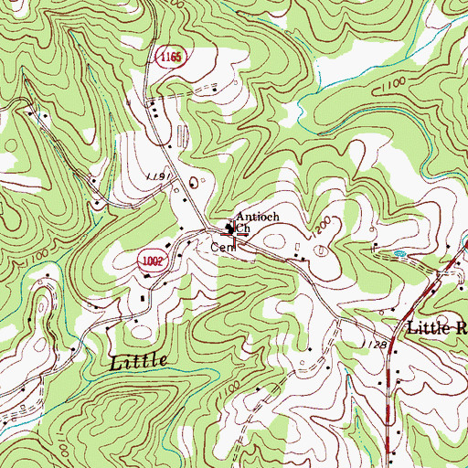 Topographic Map of Antioch Church, NC