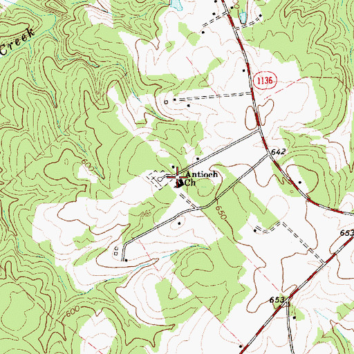 Topographic Map of Antioch Church, NC