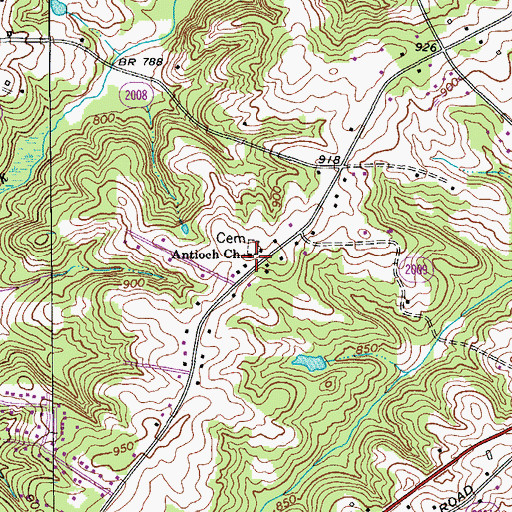 Topographic Map of Antioch Church, NC