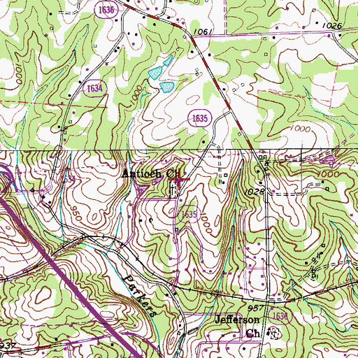 Topographic Map of Antioch Church, NC