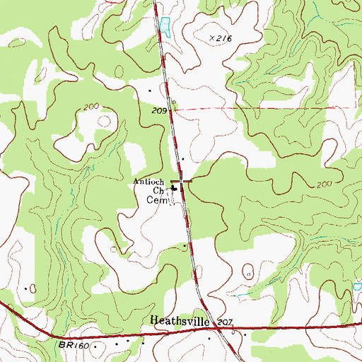 Topographic Map of Antioch Church, NC