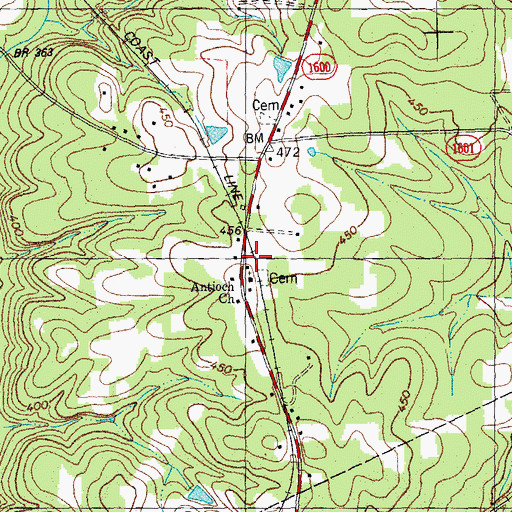 Topographic Map of Antioch Church, NC