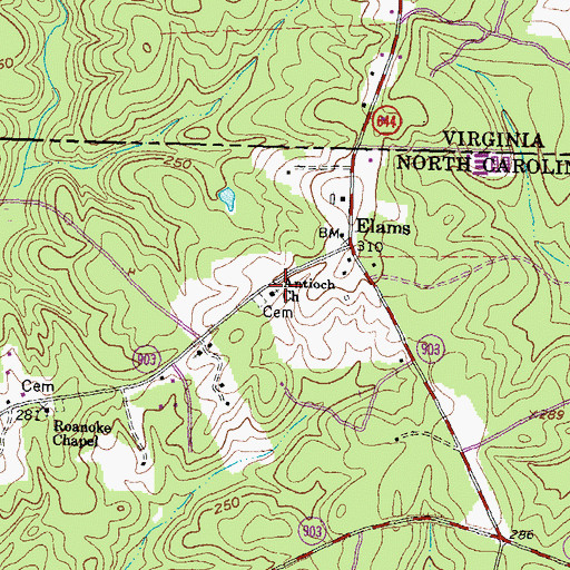 Topographic Map of Antioch Church, NC