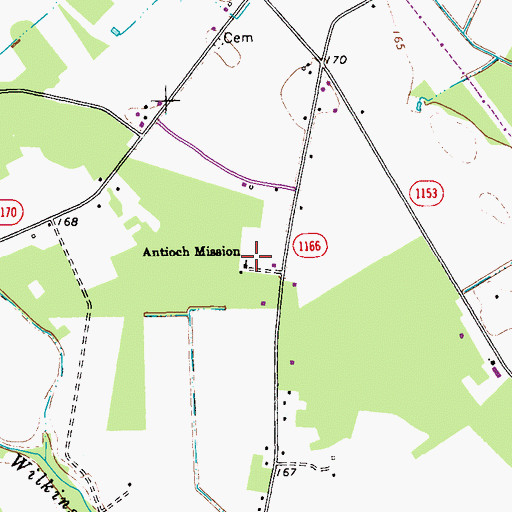 Topographic Map of Antioch Mission, NC