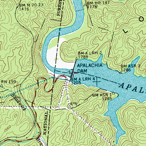 Topographic Map of Apalachia Dam, NC