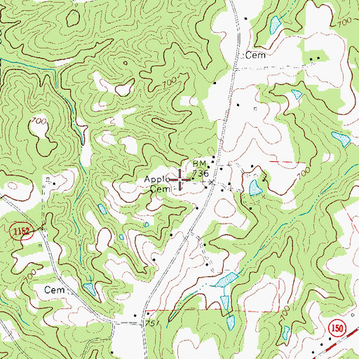 Topographic Map of Apple Cemetery, NC