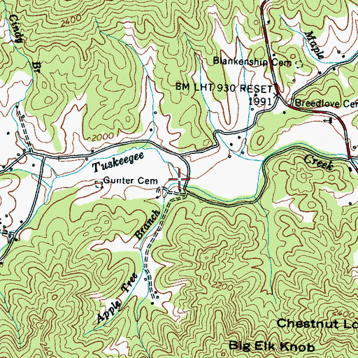 Topographic Map of Apple Tree Branch, NC