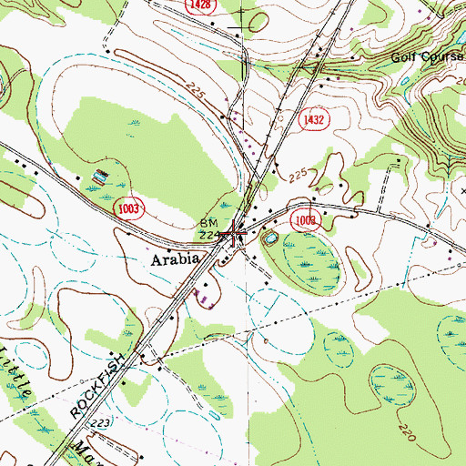 Topographic Map of Arabia, NC