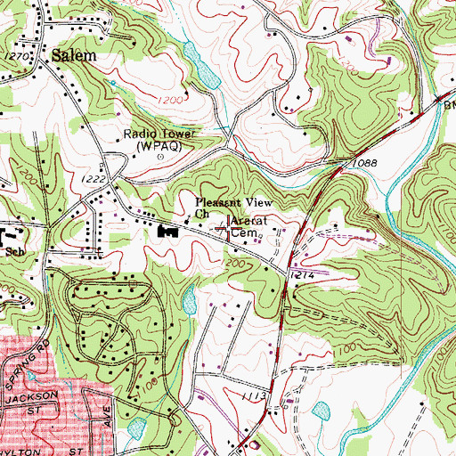 Topographic Map of Ararat Cemetery, NC