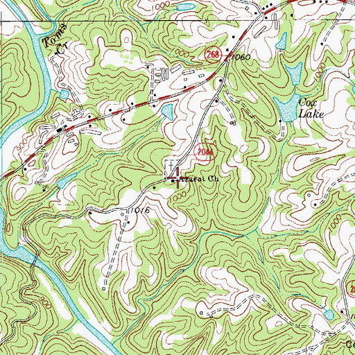 Topographic Map of Cedar Hill Primitive Baptist Church, NC