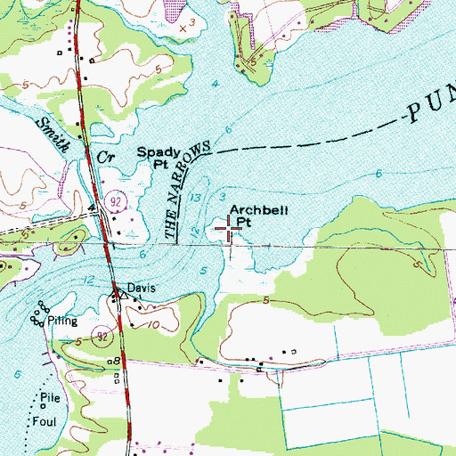 Topographic Map of Archbell Point, NC