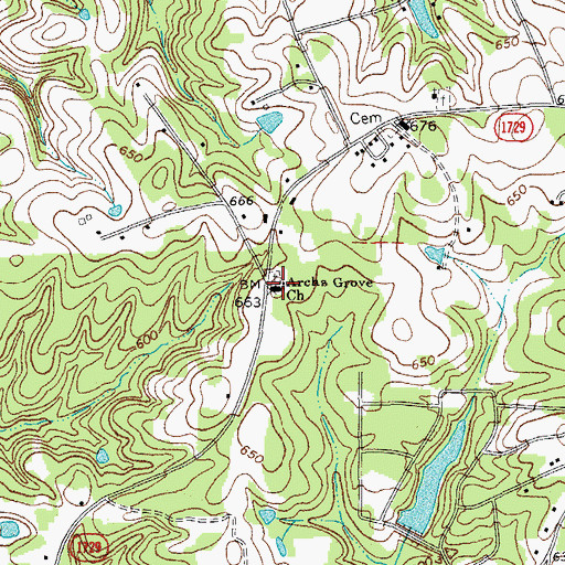 Topographic Map of Archs Grove Church, NC