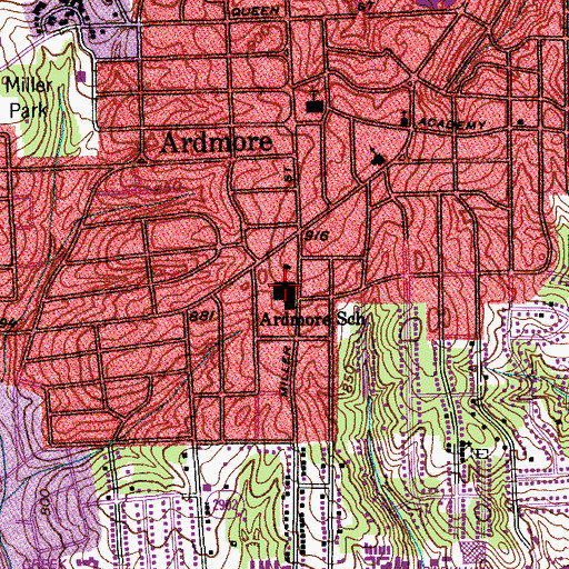 Topographic Map of Ardmore School, NC