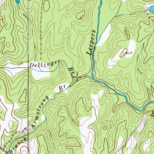 Topographic Map of Armstrong Branch, NC