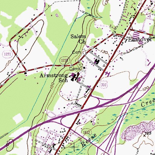 Topographic Map of Armstrong Elementary School, NC