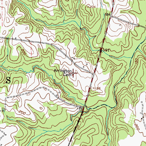Topographic Map of Arrington Cemetery, NC