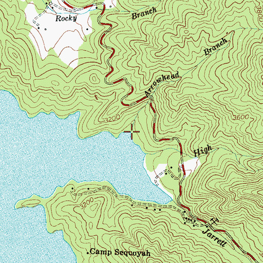 Topographic Map of Arrowhead Branch, NC