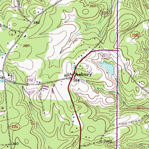 Topographic Map of Asbury, NC