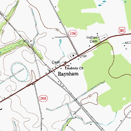 Topographic Map of Asbury Church, NC