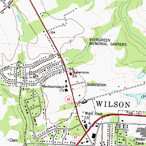 Topographic Map of Ascension Church, NC