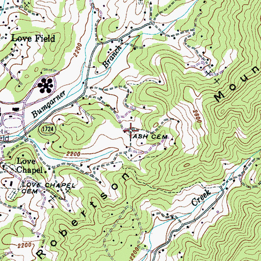 Topographic Map of Ash Cemetery, NC