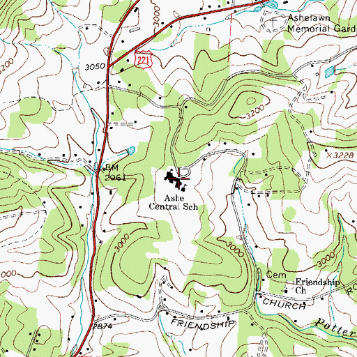 Topographic Map of Ashe Central School, NC